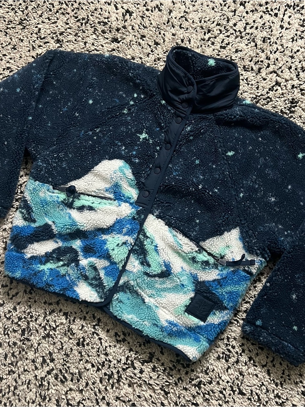 Free People FP Movement Hit The Slopes Fleece Navy Blue Snow Mountain Medium - Picture 4 of 15
